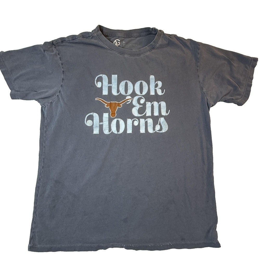 Texas Longhorns Shirt Mens Large Gray Hook Em Horns Bevo Alta Gracia Soft Fader